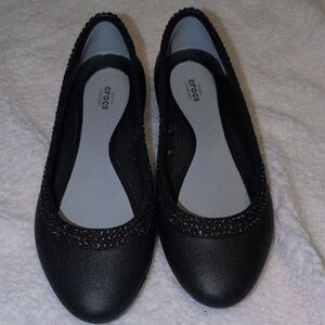 CROCS Women's Black Sparkle Flats Size 8